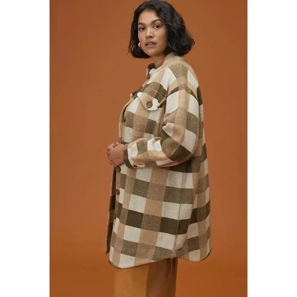 NWT ANTHROPOLOGIE FIELD FLOWER WOOL SWEATER PLAID COAT